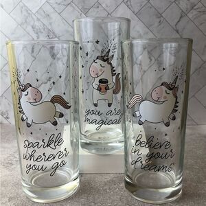 Set of 3 Unicorn Highball Glasses